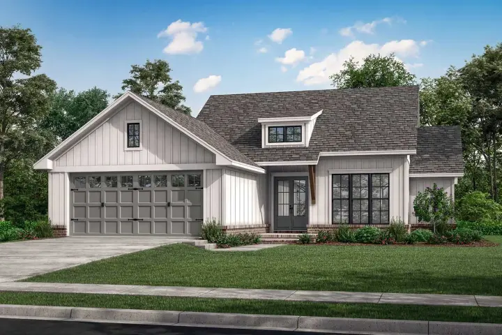 Modern Farmhouse house plans 50-440 - front exterior, 1,493 sq ft, 3 bed, 2 bath house plans | Monster House Plans