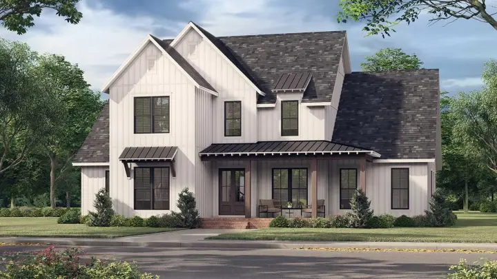 Modern Farmhouse house plans 50-447 - front exterior, 3,216 sq ft, 4 bed, 3 bath house plans | Monster House Plans