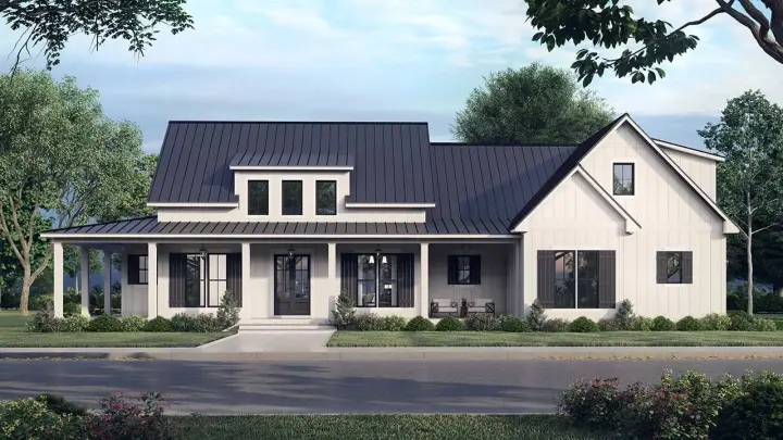 Modern Farmhouse house plans 50-448 - front exterior, 2,428 sq ft, 3 bed, 2 bath house plans | Monster House Plans