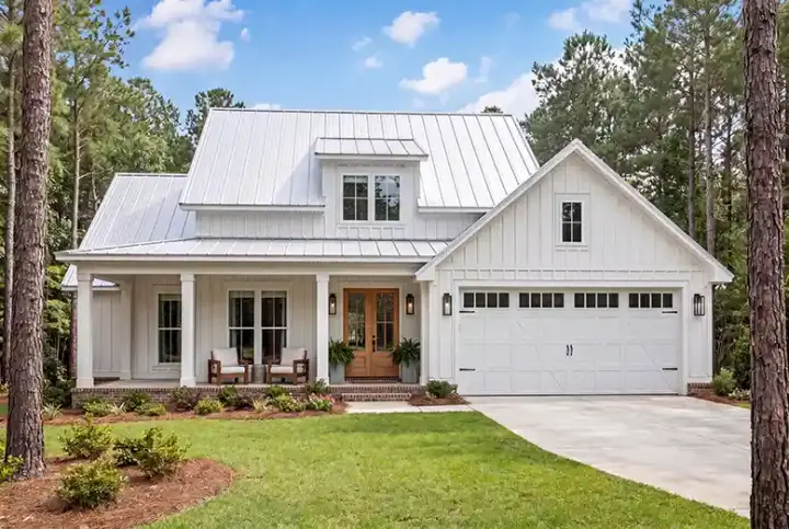 Modern Farmhouse house plans 50-451 - front exterior, 1,956 sq ft, 3 bed, 2 bath house plans | Monster House Plans