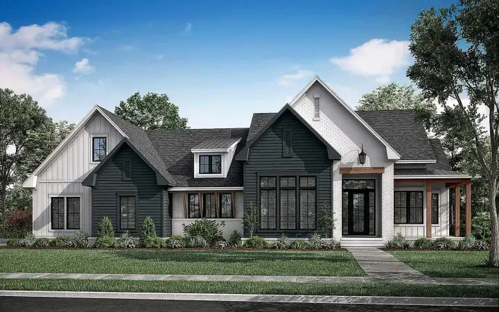 Modern Farmhouse house plans 50-459 - front exterior, 2,781 sq ft, 3 bed, 2 bath house plans | Monster House Plans