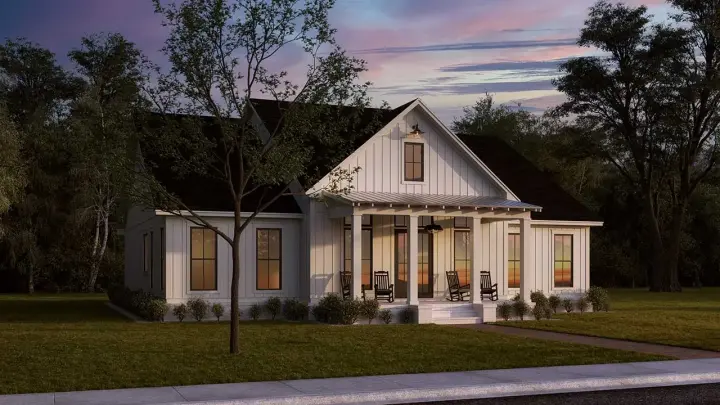 Modern Farmhouse house plans 50-465 - front exterior, 2,455 sq ft, 3 bed, 2 bath house plans | Monster House Plans