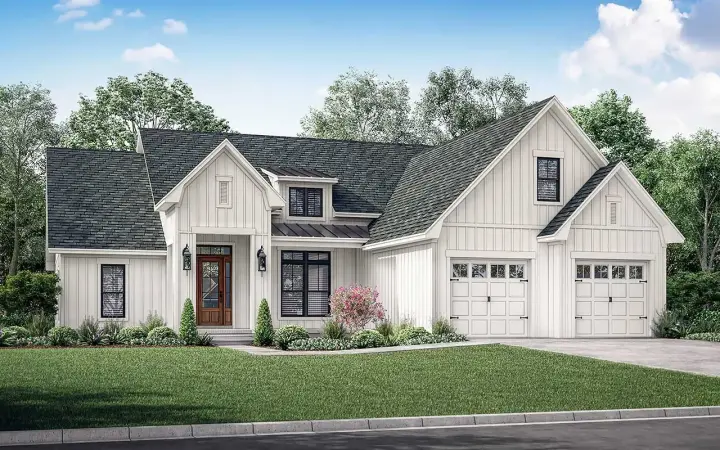 Modern Farmhouse house plans 50-467 - front exterior, 2,241 sq ft, 3 bed, 2 bath house plans | Monster House Plans