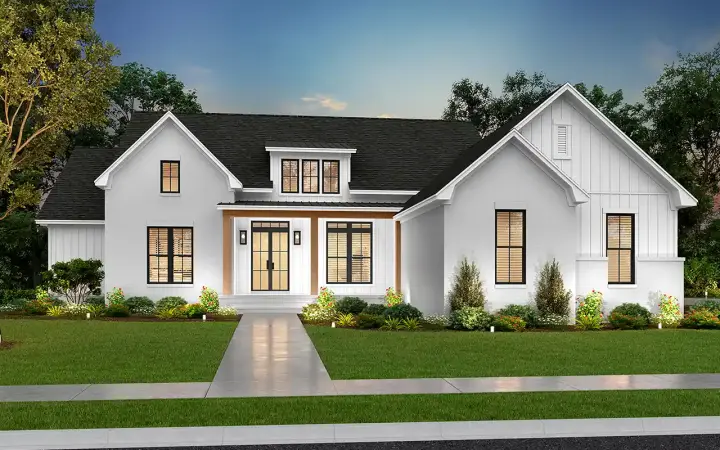 Modern Farmhouse house plans 50-474 - front exterior, 3,055 sq ft, 4 bed, 3 bath house plans | Monster House Plans