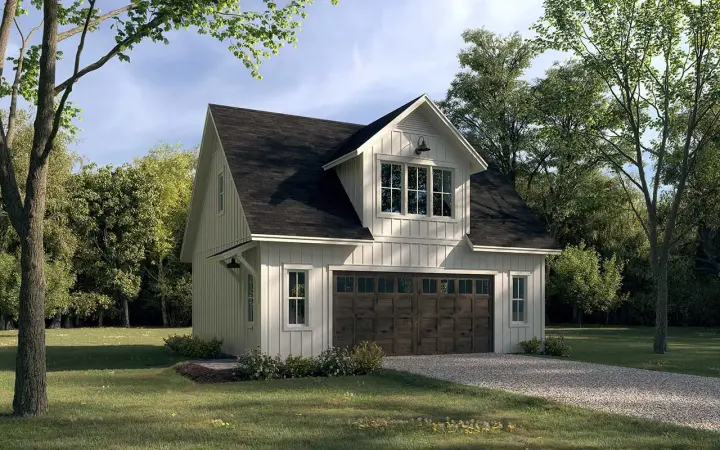 Modern Farmhouse house plans 50-476 - front exterior, 525 sq ft, 1 bed, 1 bath house plans | Monster House Plans