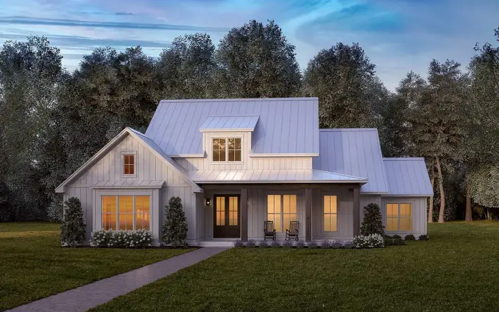 Modern Farmhouse house plans 50-489 - front exterior, 2,258 sq ft, 4 bed, 3 bath house plans | Monster House Plans