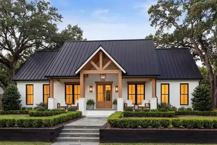 Modern Farmhouse house plans 50-507 - front exterior, 2,400 sq ft, 3 bed, 2 bath house plans | Monster House Plans