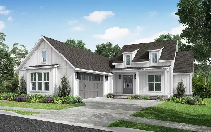 Modern Farmhouse house plans 50-509 - front exterior, 1,997 sq ft, 3 bed, 2 bath house plans | Monster House Plans