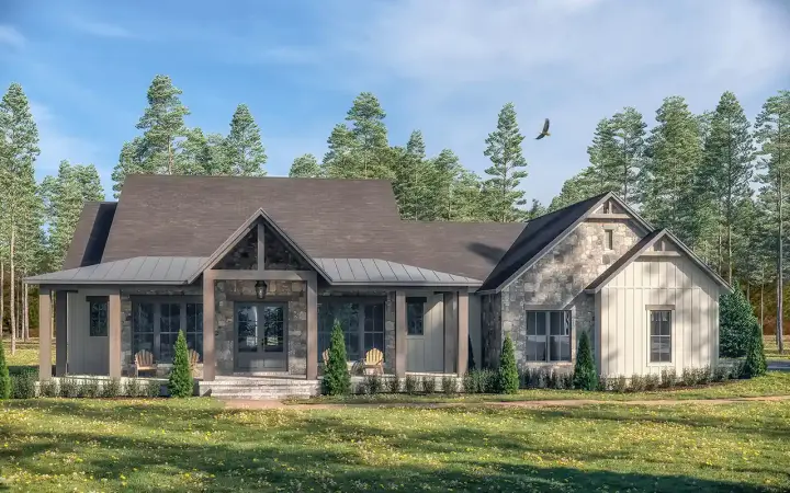 Country house plans 50-511 - front exterior, 2,195 sq ft, 3 bed, 2 bath house plans | Monster House Plans