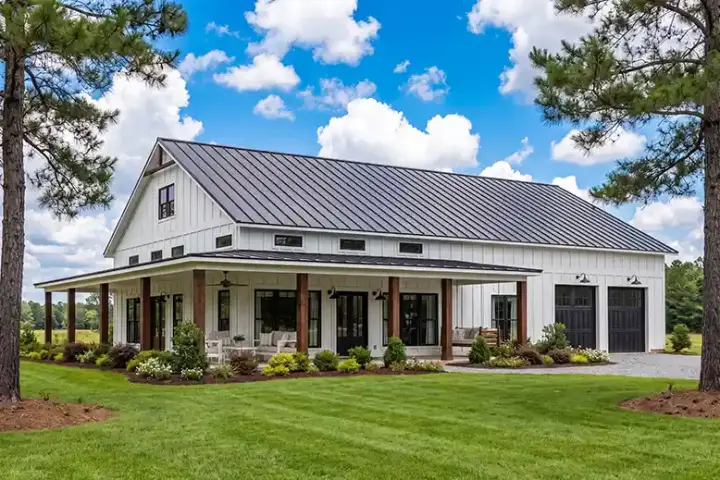Barndominium house plans 50-517 - front exterior, 2,000 sq ft, 3 bed, 2 bath house plans | Monster House Plans