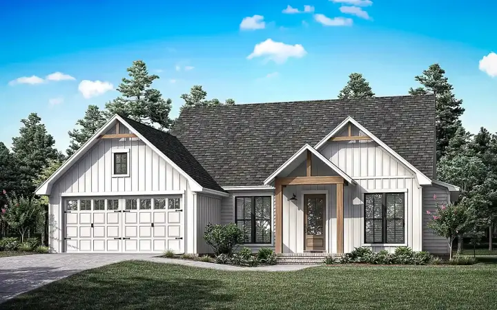 Modern Farmhouse house plans 50-519 - front exterior, 1,700 sq ft, 4 bed, 2 bath house plans | Monster House Plans