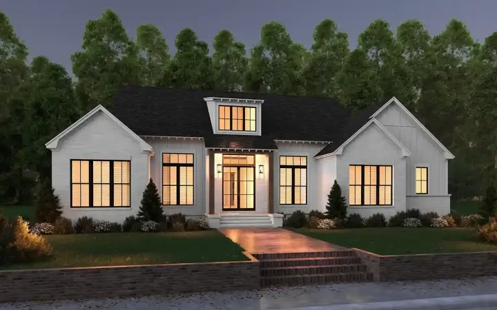 Modern Farmhouse house plans 50-520 - front exterior, 2,253 sq ft, 3 bed, 2 bath house plans | Monster House Plans