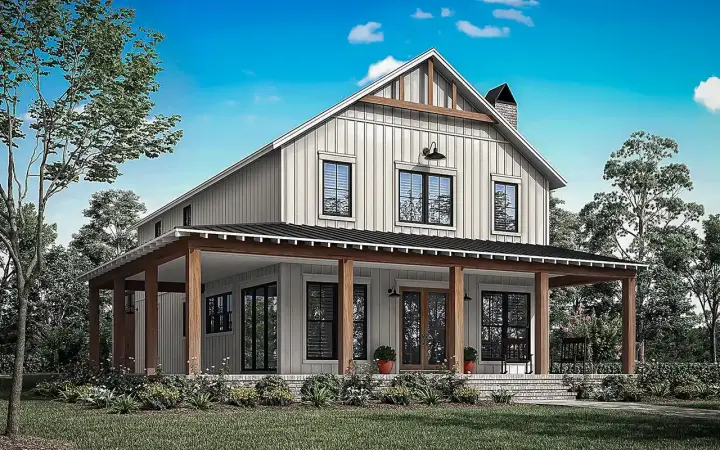 Country house plans 50-521 - front exterior, 2,417 sq ft, 4 bed, 3 bath house plans | Monster House Plans