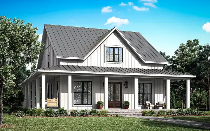 Modern Farmhouse house plans 50-523 - front exterior, 2,235 sq ft, 4 bed, 3 bath house plans | Monster House Plans