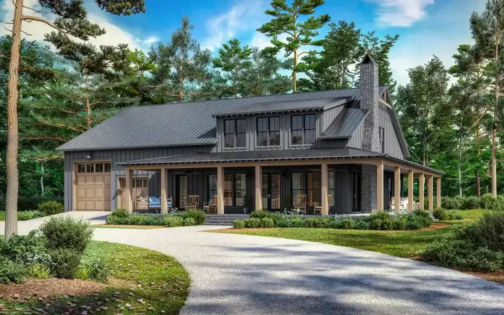 Barndominium house plans 50-524 - front exterior, 2,782 sq ft, 4 bed, 3 bath house plans | Monster House Plans