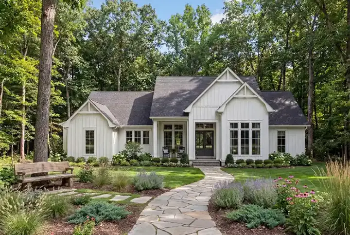 Modern Farmhouse house plans 50-527 - front exterior, 2,397 sq ft, 3 bed, 2 bath house plans | Monster House Plans