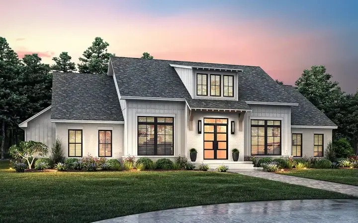 Modern Farmhouse house plans 50-529 - front exterior, 2,780 sq ft, 4 bed, 3 bath house plans | Monster House Plans