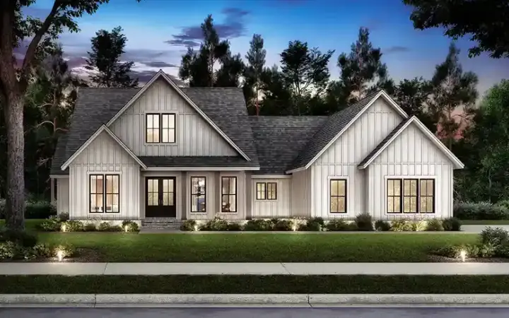 Modern Farmhouse house plans 50-538 - front exterior, 2,278 sq ft, 4 bed, 3 bath house plans | Monster House Plans