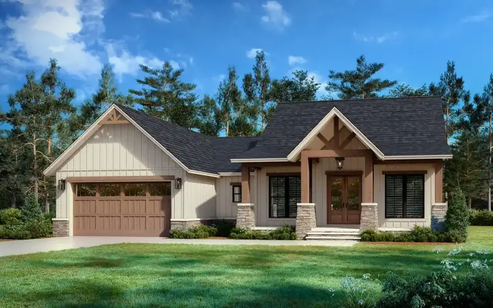 Craftsman house plans 50-540 - front exterior, 1,795 sq ft, 3 bed, 2 bath house plans | Monster House Plans