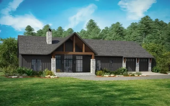 Barndominium house plans 50-544 - front exterior, 2,335 sq ft, 3 bed, 2 bath house plans | Monster House Plans