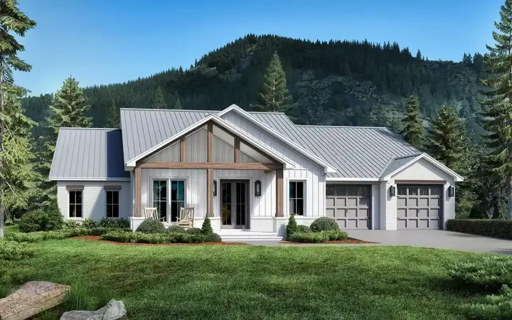 Country house plans 50-555 - front exterior, 2,300 sq ft, 3 bed, 2 bath house plans | Monster House Plans