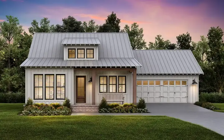 Modern Farmhouse house plans 50-556 - front exterior, 1,094 sq ft, 2 bed, 2 bath house plans | Monster House Plans