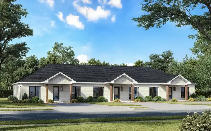 Transitional house plans 50-558 - front exterior, 2,991 sq ft, 6 bed, 6 bath house plans | Monster House Plans
