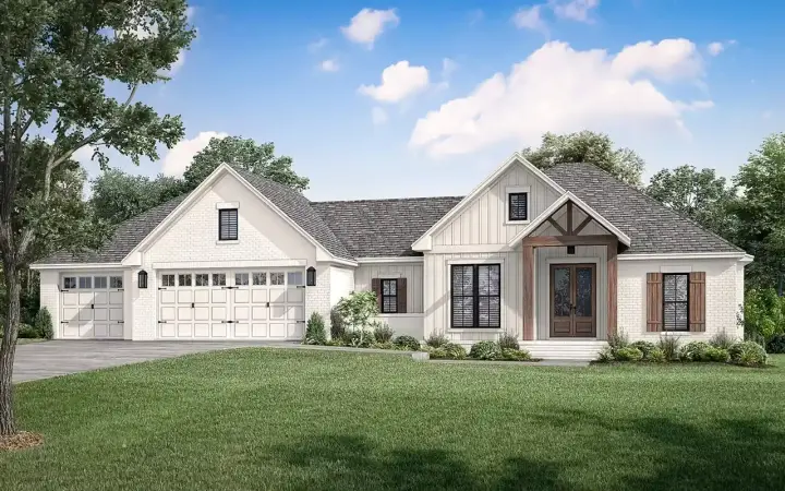 New American house plans 50-565 - front exterior, 2,002 sq ft, 3 bed, 2 bath house plans | Monster House Plans