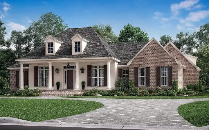 Acadian house plans 50-572 - front exterior, 2,566 sq ft, 3 bed, 2 bath house plans | Monster House Plans