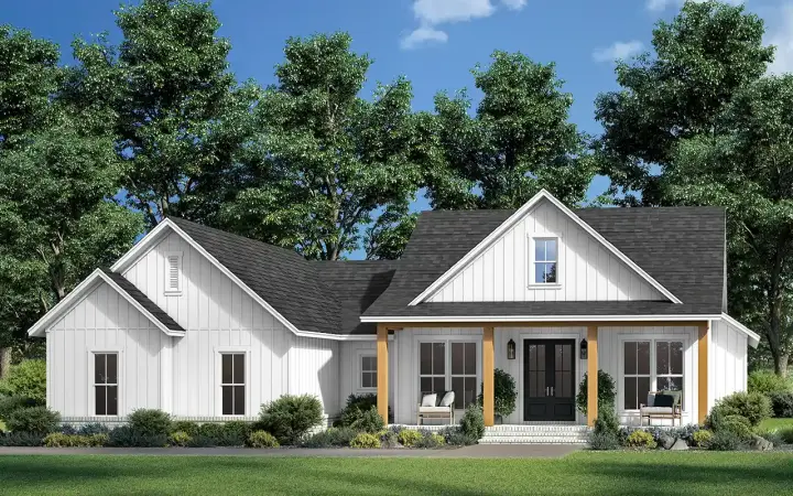 Country house plans 50-583 - front exterior, 2,012 sq ft, 4 bed, 2 bath house plans | Monster House Plans
