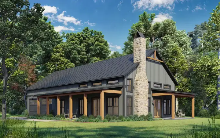 Barndominium house plans 50-592 - front exterior, 1,800 sq ft, 3 bed, 2 bath house plans | Monster House Plans