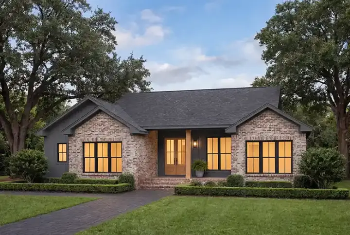Traditional house plans 50-593 - front exterior, 1,597 sq ft, 3 bed, 2 bath house plans | Monster House Plans