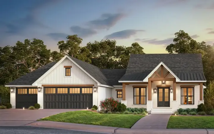 Modern Farmhouse house plans 50-597 - front exterior, 1,698 sq ft, 3 bed, 2 bath house plans | Monster House Plans