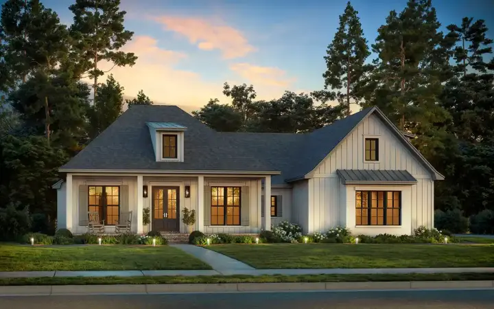 Acadian house plans 50-598 - front exterior, 2,200 sq ft, 3 bed, 2 bath house plans | Monster House Plans