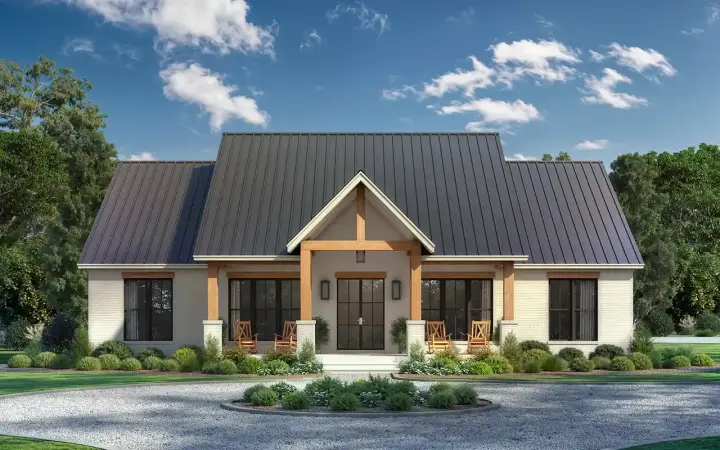 Farmhouse house plans 50-602 - front exterior, 2,400 sq ft, 3 bed, 2 bath house plans | Monster House Plans