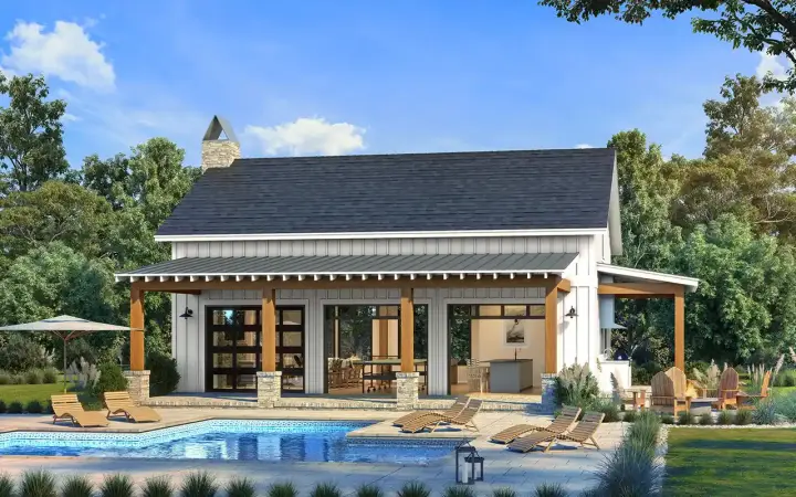 Modern Farmhouse house plans 50-603 - front exterior, 1,000 sq ft, 0 bed, 1 bath house plans | Monster House Plans