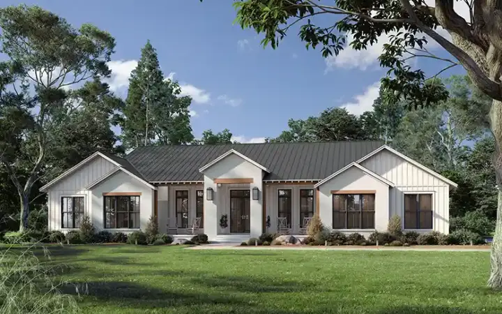 Modern Farmhouse house plans 50-605 - front exterior, 3,340 sq ft, 5 bed, 4 bath house plans | Monster House Plans