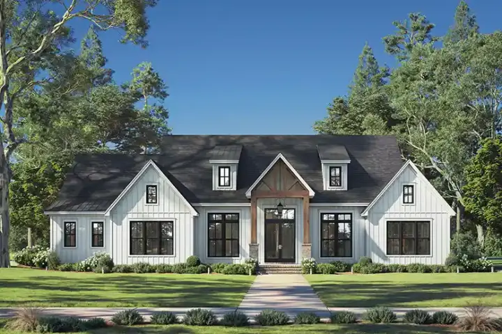 Modern Farmhouse house plans 50-616 - front exterior, 2,881 sq ft, 3 bed, 3 bath house plans | Monster House Plans