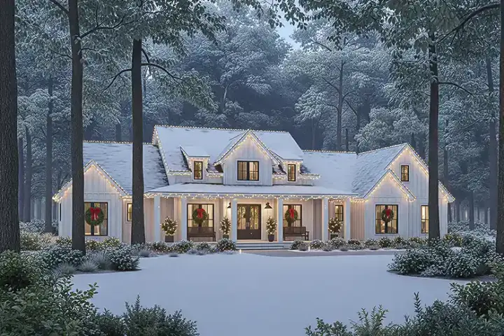 Modern Farmhouse house plans 50-619 - front exterior, 2,379 sq ft, 3 bed, 3 bath house plans | Monster House Plans