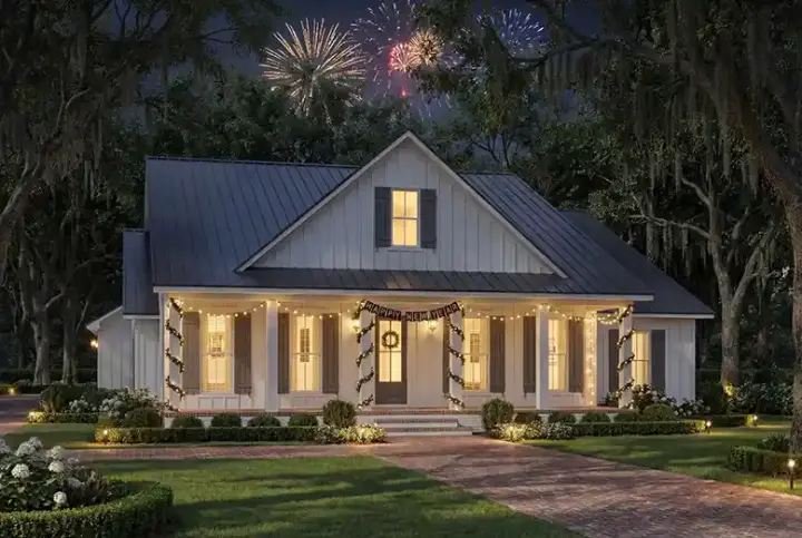 Modern Farmhouse house plans 50-621 - front exterior, 1,990 sq ft, 3 bed, 2 bath house plans | Monster House Plans