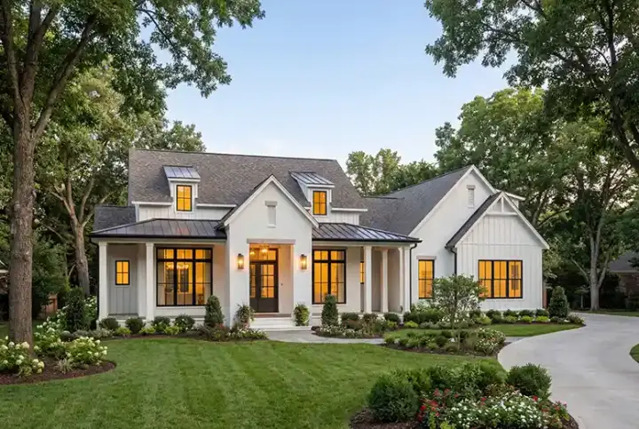 Modern Farmhouse house plans 50-624 - front exterior, 2,250 sq ft, 3 bed, 3 bath house plans | Monster House Plans