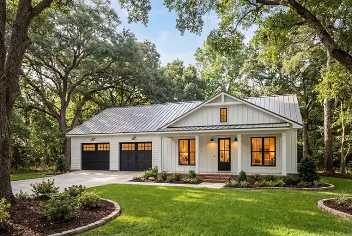 Modern Farmhouse house plans 50-625 - front exterior, 1,280 sq ft, 2 bed, 2 bath house plans | Monster House Plans