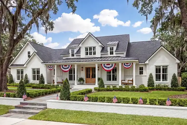 Modern Farmhouse house plans 50-628 - front exterior, 2,191 sq ft, 3 bed, 3 bath house plans | Monster House Plans