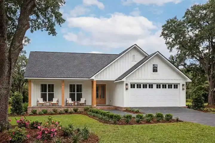 Modern Farmhouse house plans 50-634 - front exterior, 1,523 sq ft, 3 bed, 2 bath house plans | Monster House Plans