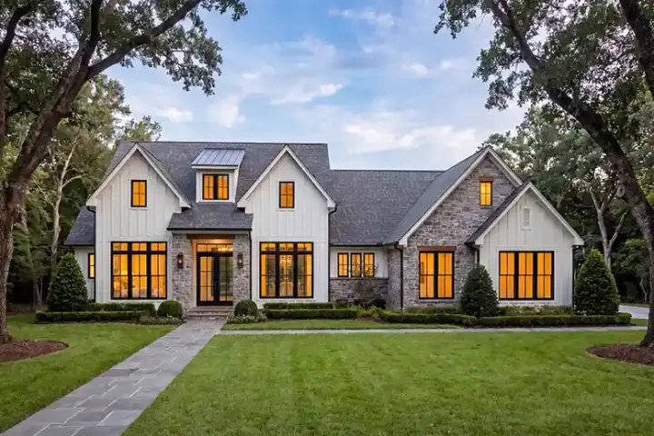 Modern Farmhouse house plans 50-636 - front exterior, 2,383 sq ft, 3 bed, 3 bath house plans | Monster House Plans