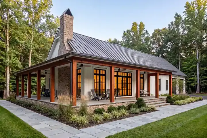 Barndominium house plans 50-640 - front exterior, 2,096 sq ft, 4 bed, 2 bath house plans | Monster House Plans