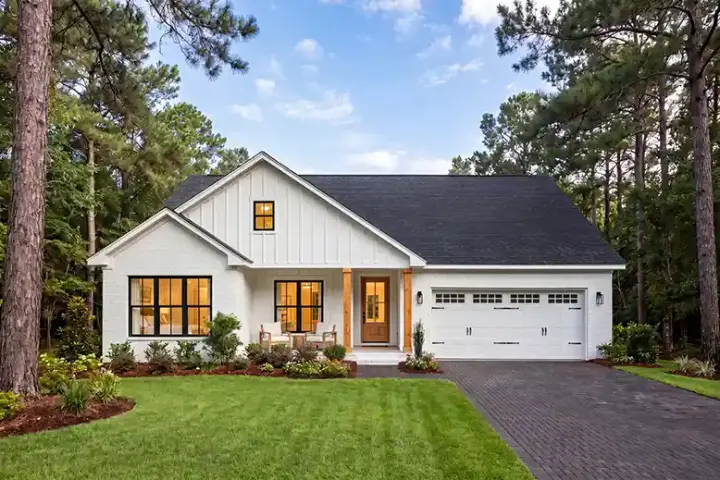 Modern Farmhouse house plans 50-647 - front exterior, 1,650 sq ft, 3 bed, 2 bath house plans | Monster House Plans