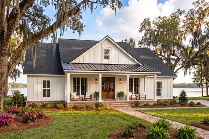 Modern Farmhouse house plans 50-648 - front exterior, 2,070 sq ft, 4 bed, 3 bath house plans | Monster House Plans