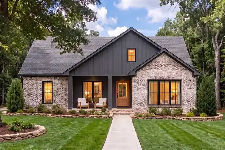 Modern Farmhouse house plans 50-651 - front exterior, 1,128 sq ft, 3 bed, 2 bath house plans | Monster House Plans