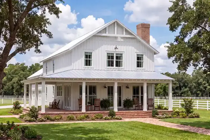 Barndominium house plans 50-659 - front exterior, 2,457 sq ft, 5 bed, 3 bath house plans | Monster House Plans